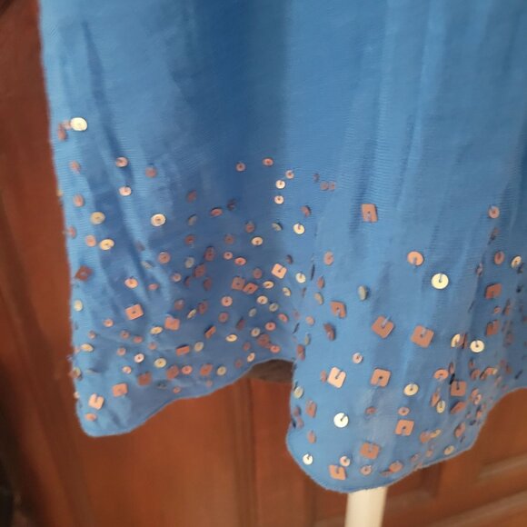 Coldwater Creek Blue Sleeveless Top With Sequin Detail Womens XL 16 Rayon/Polyes - Picture 5 of 10